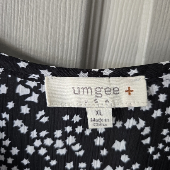 Umgee Wrap Blouse Womens XL White Black Lightweight Oversize Flowy - Picture 7 of 10